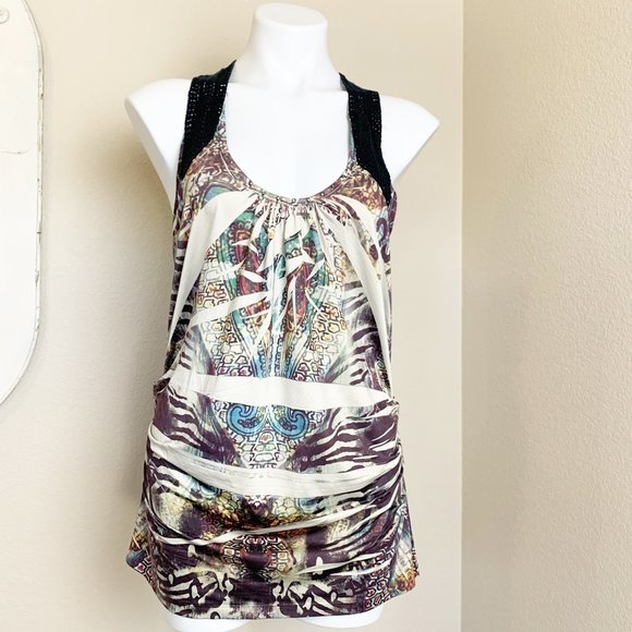 live and let live Tops - Live and Let Live | Women's Multicolor Black Lace Boho Tank Top | Size: L
